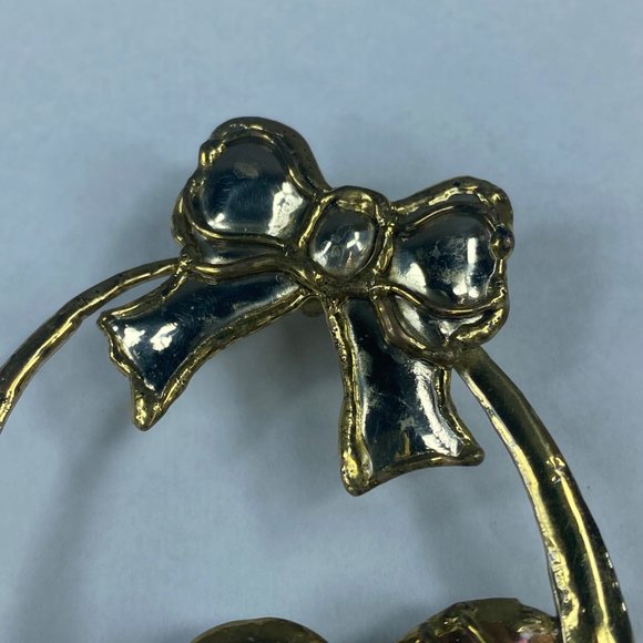 Easter Basket Jewelry Pin Brooch Silver Gold Color Metal Bow Eggs Handle Holiday - Picture 5 of 16
